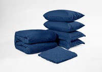 مفرش باسك شتوي مزدوج 6 قطع - أزرق غامق