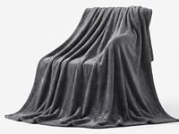 بطانية دفء شتوي سادة مقاس مفرد ونص - فحمي