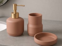 طقم إكسسوارات حمام 3 قطع - بني