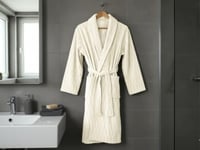 روب استحمام من نسج الجاكار القطني-كريمي-S-M