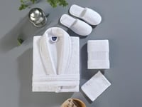 طقم روب استحمام 5 قطع من القطن - أبيض- قياسي