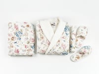 طقم روب استحمام جاردن 5 قطع تصميم مشجر - أبيض - قي...