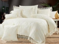 مفرش آسيا عرائس مزدوج 10 قطع - كريمي