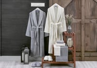 طقم روب استحمام دامسون 10 قطع من القطن - كريمي و ر...