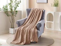 بطانية دفء شتوي سادة مقاس مفرد ونص - بيج