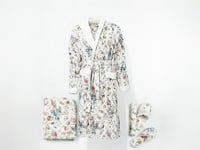 طقم روب استحمام جاردن 5 قطع تصميم مشجر - أبيض - قي...