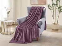 بطانية دفء شتوي سادة مقاس مفرد ونص - بنفسجي غامق