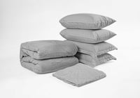 مفرش باسك شتوي مزدوج 6 قطع - رمادي