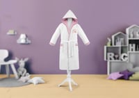 روب استحمام أطفال عمر 5 إلى 6 سنوات - أبيض و وردي