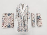 طقم روب استحمام جاردن 5 قطع تصميم مشجر - أبيض - قي...