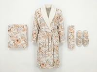 طقم روب استحمام جاردن 5 قطع تصميم مشجر - أبيض - قي...