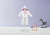 روب استحمام أطفال عمر 3 إلى 4 سنوات - أبيض و وردي