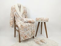 طقم روب استحمام جاردن 5 قطع تصميم مشجر - أبيض - قي...