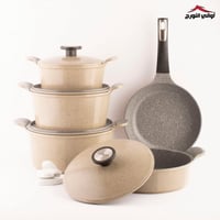 طقم قدور 9 قطع جرانيت كوري ماركة نيوفلام بني فاتح