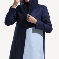 Linen – عباية بليزر لينن أزرق مع كحلي