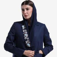 Linen Rose – عباية بليزر لينن كحلي