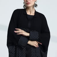 BISHT ABAYA - POLKA DOT / عباية بشت منقطة اسود
