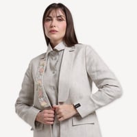 Linen Rose – عباية بليزر لينن بيج