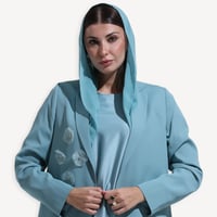 Roselle Turquoise – عباية بليزر الورد تركواز