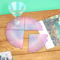 قالب سيليكون كوستر مقسم لأربع قطع غير منتظم الحواف