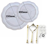 قالب سيليكون طبق تقديم طوابق مع حامل معدني ذهبي