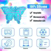 ثلاثة قوالب سيليكون فراشات هولوجرافيك