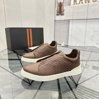 حذاء رجالي زينيا تربيل ستيتش جلد بني