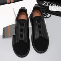 حذاء رجالي زينيا تربيل ستيتش جلد شامواه أسود