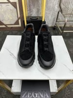 حذاء رجالي زينيا تربيل ستيتش مونتي جلد شامواة اسود