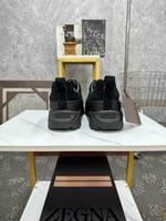 حذاء رجالي زينيا تربيل ستيتش مونتي جلد شامواة اسود