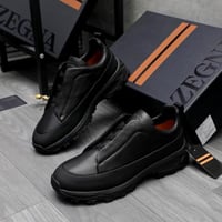 حذاء رجالي زينيا تربيل ستيتش مونتي جلد أسود