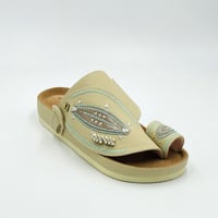 حذاء ربل طبي مطرز صوف كتان