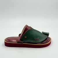 حذاء جلد سحليه طبيعي مطبوع مع مشد شامواه اخضر