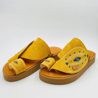 حذاء شامواه مطرز صوف كتان