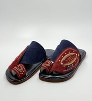 حذاء شامواه مطرز صوف كتان