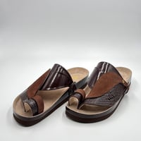 حذاء ربل طبي جلد ثعبان مطبوع مع شامواه