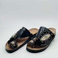 حذاء ربل طبي مطرز صوف كتان