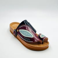 حذاء ربل طبي مطرز صوف كتان مع زري فضي