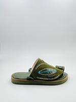 حذاء جلد ماعز شامواه طبيعي مطرز صوف كتان