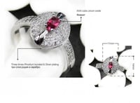 خاتم نسائي مطلي بالفضة ومزين بالزركون مقاس 7.25 أم...