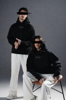 هودي دبل كاب اسود كاب رمادي