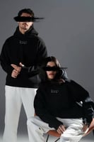 هودي دبل كاب اسود كاب رمادي