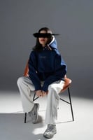 هودي دبل كاب كحلي كاب ابيض