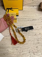سبحه كهرمان حر حجم كبير شفاف مع شوائب طبيعية