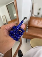 سبحة ازرق غامق بكلايت مع طربزونه فضة.