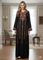 جلابية كشميري مطرزة بخيط وكرستال