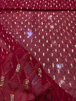 قماش سهرة شيفون مع تطريز ترتر٣ متر ونص عرض واحد