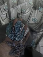 قماش شيفون تطريز خيط وكرستال ٣ متر عرضين