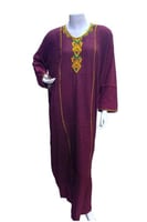 ثوب قطن كم طويل مطرز بخيط