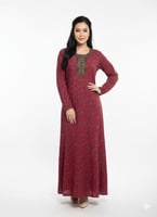 جلابية كشميري مطرزة كم طويل